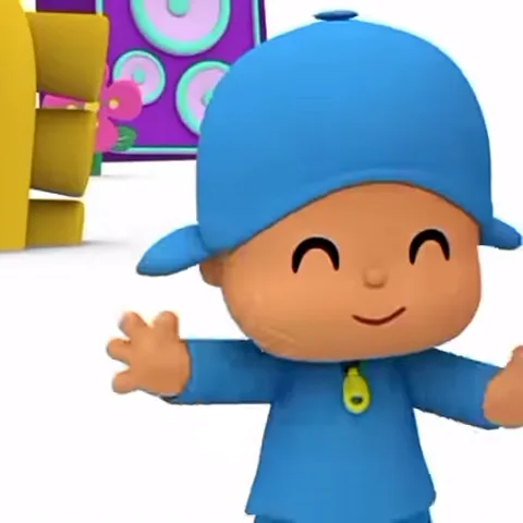 3D-анимация персонажа Pocoyo, который весело двигается под музыку.