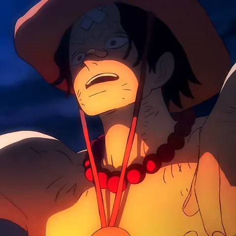 Анимация персонажа Эса из аниме One Piece, который поправляет повязку на лбу.