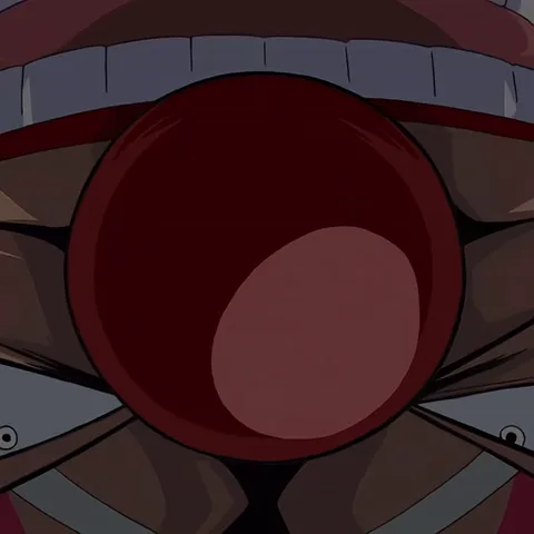 Анимация из One Piece: клоун Багги кричит в окружении толпы людей.