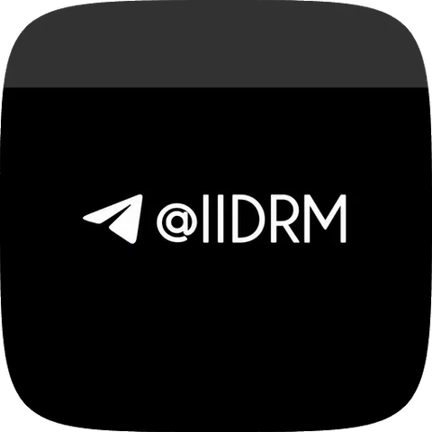 Логотип Telegram и текст @IIDRM на фоне, который меняется с темного на светлый.