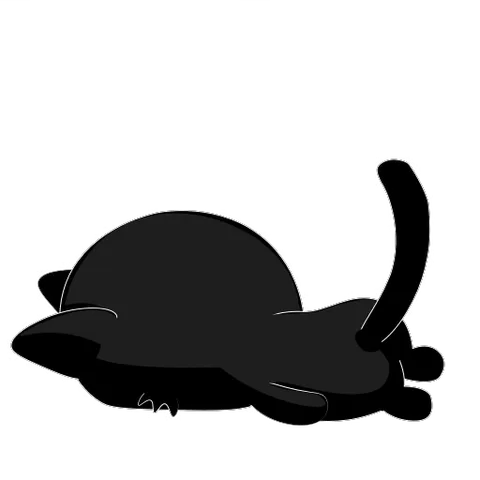 Чёрный кот лежит на боку и спит, вокруг него буквы Zzz.