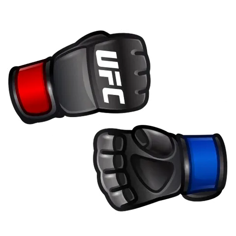 Две черные перчатки для ММА с надписью UFC на манжете бьют друг друга, сопровождаясь вспышками.