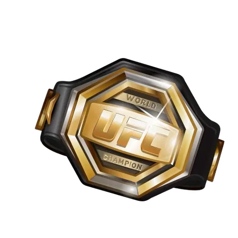 Вращающийся золотой пояс чемпиона UFC с надписями World Champion на черном ремне.