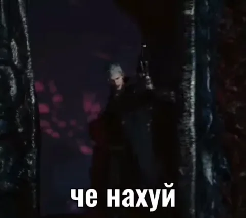 Анимация персонажа из Devil May Cry с подписью «че нахуй».