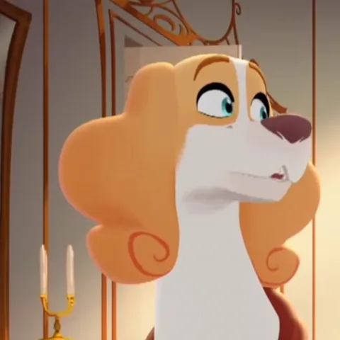 Анимация: собака с закрытыми глазами блаженно улыбается.
