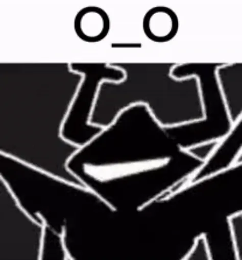 Персонаж в стиле Deltarune с текстом O_O.
