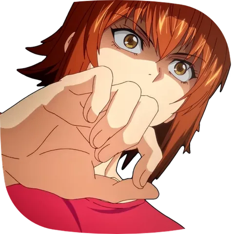 Аниме-девушка показывает большой палец вниз.