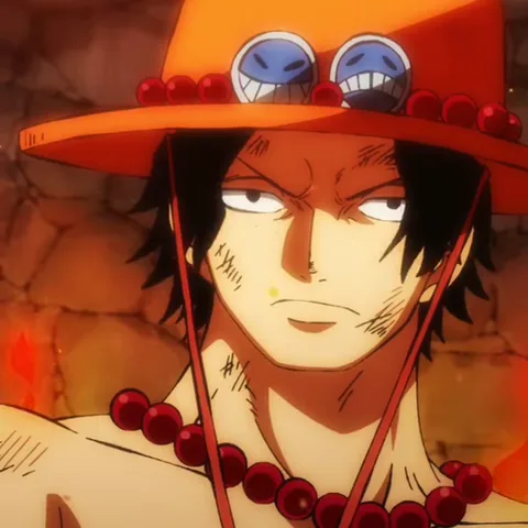 Анимация персонажа из аниме One Piece, Эса, который смотрит исподлобья на фоне каменной стены и летящих искр.