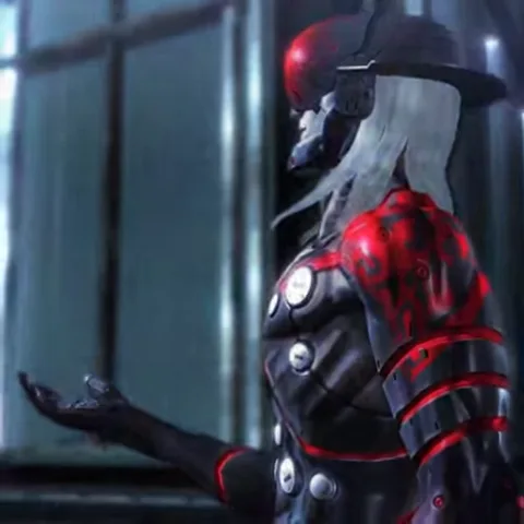 Анимация киборга из игры Metal Gear Rising, который разводит руками и говорит реплику.
