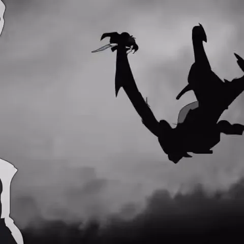 Рыцарь из Deltarune падает с неба, приземляется на землю и рычит.