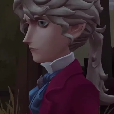3D-модель персонажа из игры Identity V в красном камзоле и синем жабо. Внизу надпись на английском языке: Composer: Deal.