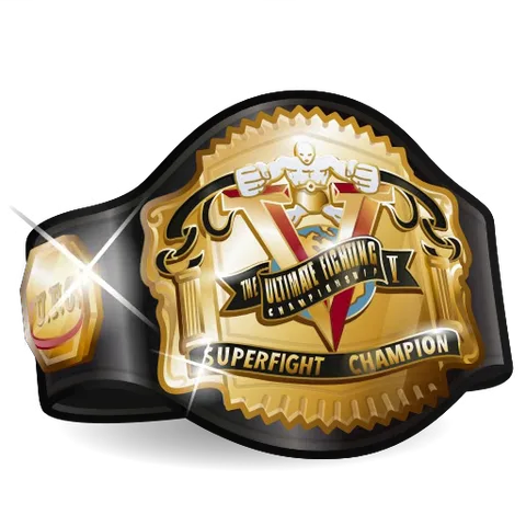 Золотой пояс чемпиона UFC Superfight с бликами света на прозрачном фоне.