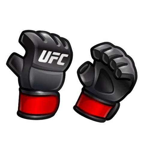 Черные перчатки для ММА с надписью UFC на тыльной стороне и красными манжетами, анимация покачивания.