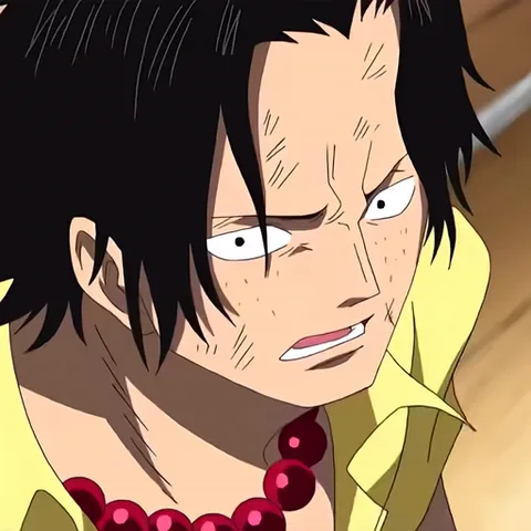 Анимация с персонажем из аниме One Piece, который злобно скалится.