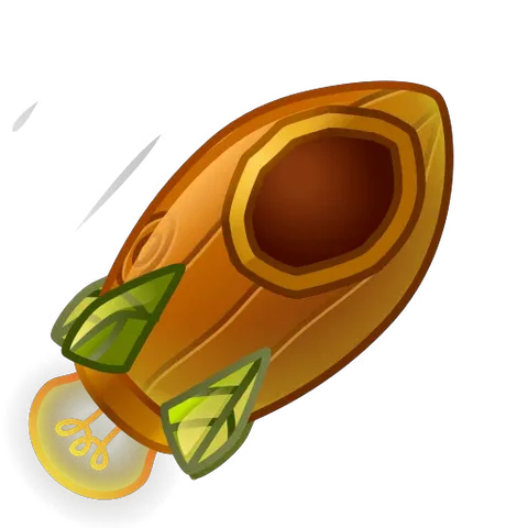 Анимация енота в желудевой ракете, который выглядывает из люка и прячется обратно.