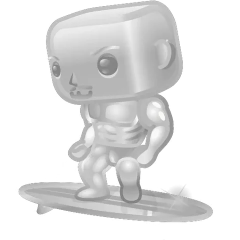 Анимация серебряной фигурки Дурова в стиле Funko Pop, которая крутится на доске.