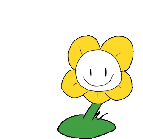 Анимация персонажа Флауи из игры Undertale, который улыбается и раскачивается.