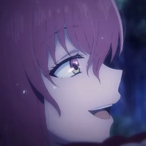 Анимация: девушка наклоняется и целует парня в щеку, он смотрит на нее.