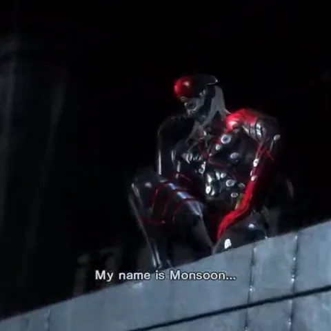 Анимация киборга Муссона из игры Metal Gear Rising: Revengeance, который представляет себя как часть ветров разрушения.