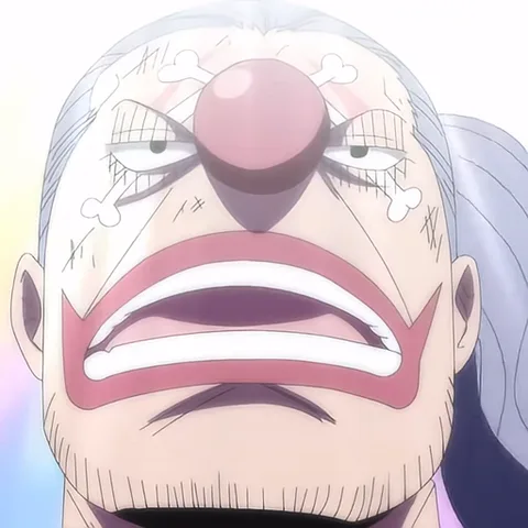 Анимация с лицом персонажа Багги из аниме One Piece, который льёт крупные слёзы и скорбно открывает рот.