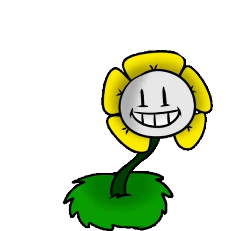 Анимация персонажа игры Undertale, цветка Флауи, который покачивается и улыбается.