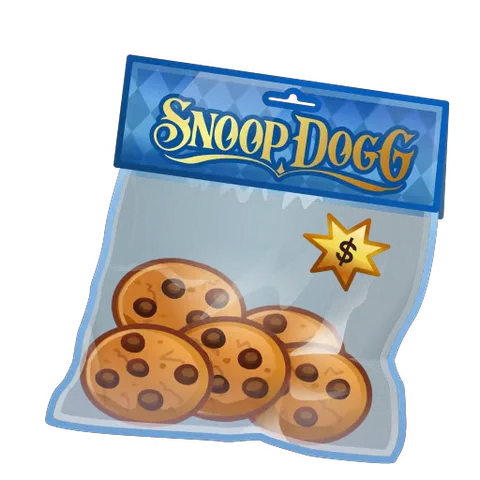 Прозрачный анимированный стикер с пакетом печенья Snoop Dogg, который слегка двигается.