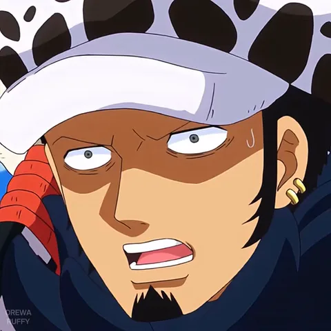 Анимация с лицом персонажа из аниме One Piece, который сначала выглядит озадаченным, а затем начинает кричать от шока.