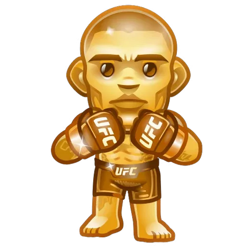 Золотая фигурка бойца ММА в перчатках с надписью UFC, делающая пружинящие движения.