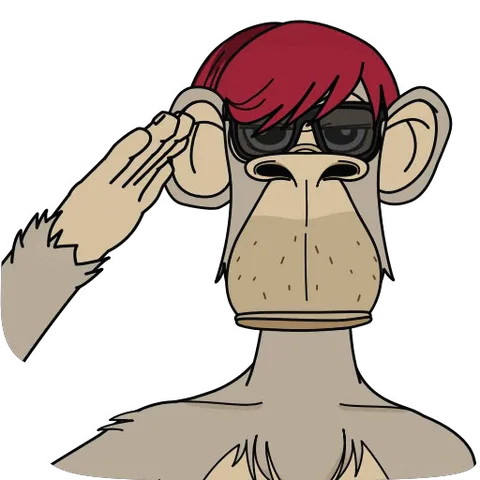 Мультяшная обезьяна с рыжей чёлкой и в тёмных очках отдаёт честь, затем пропадает, оставляя биржевой график с падением котировок.